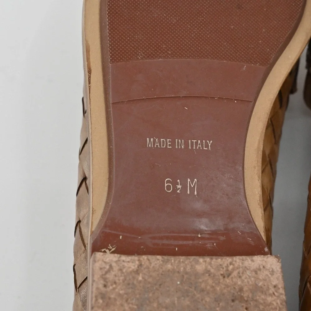 Sesto Meucci Woven Leather Penny Loafers in Tan